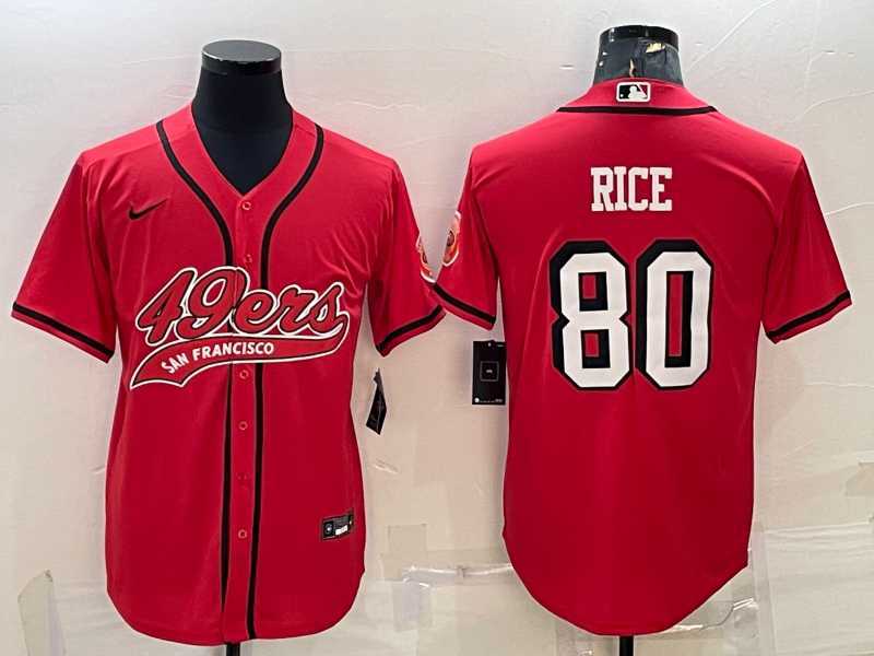 Men%27s San Francisco 49ers #80 Jerry Rice Red Color Rush With Patch Cool Base Stitched Baseball Jersey